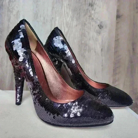 Miu Miu Purple Sequin High Heels Round  Toe Paillettes Pump Size 9.5 AUTHENTIC - Picture 11 of 16